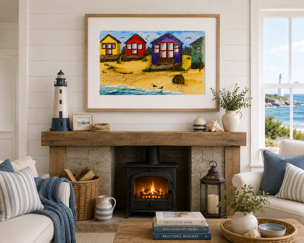 Beach Huts And Lobster Pot