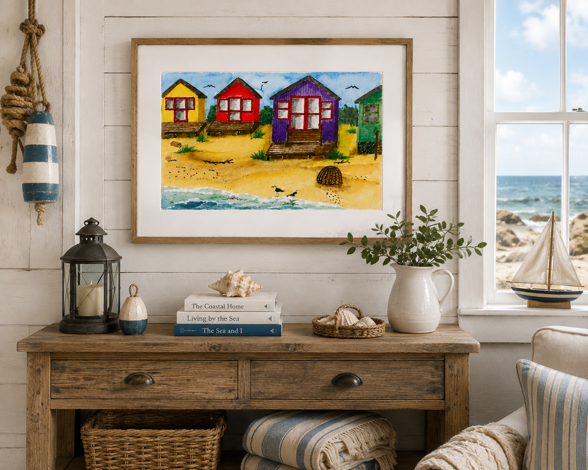 Beach Huts And Lobster Pot