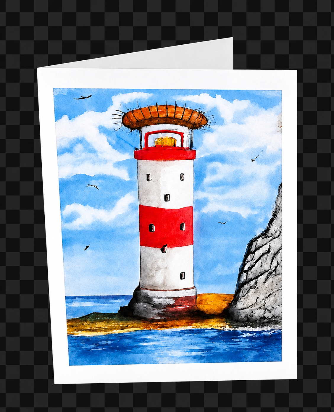 Lighthouse #2 greetings card with kraft envelope