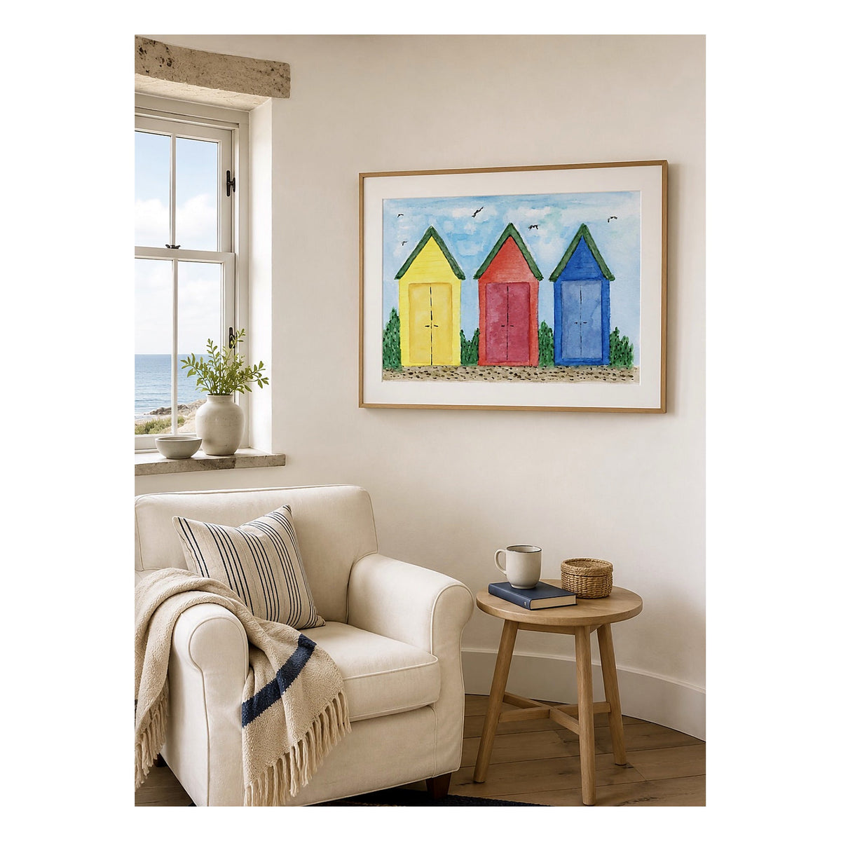 Three Beach Huts . Unframed Prints