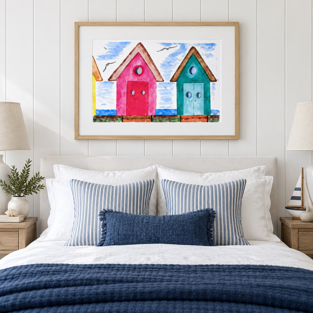 Two Beach Huts Unframed Print