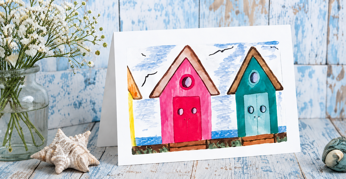 Two Beach Huts Unframed Print