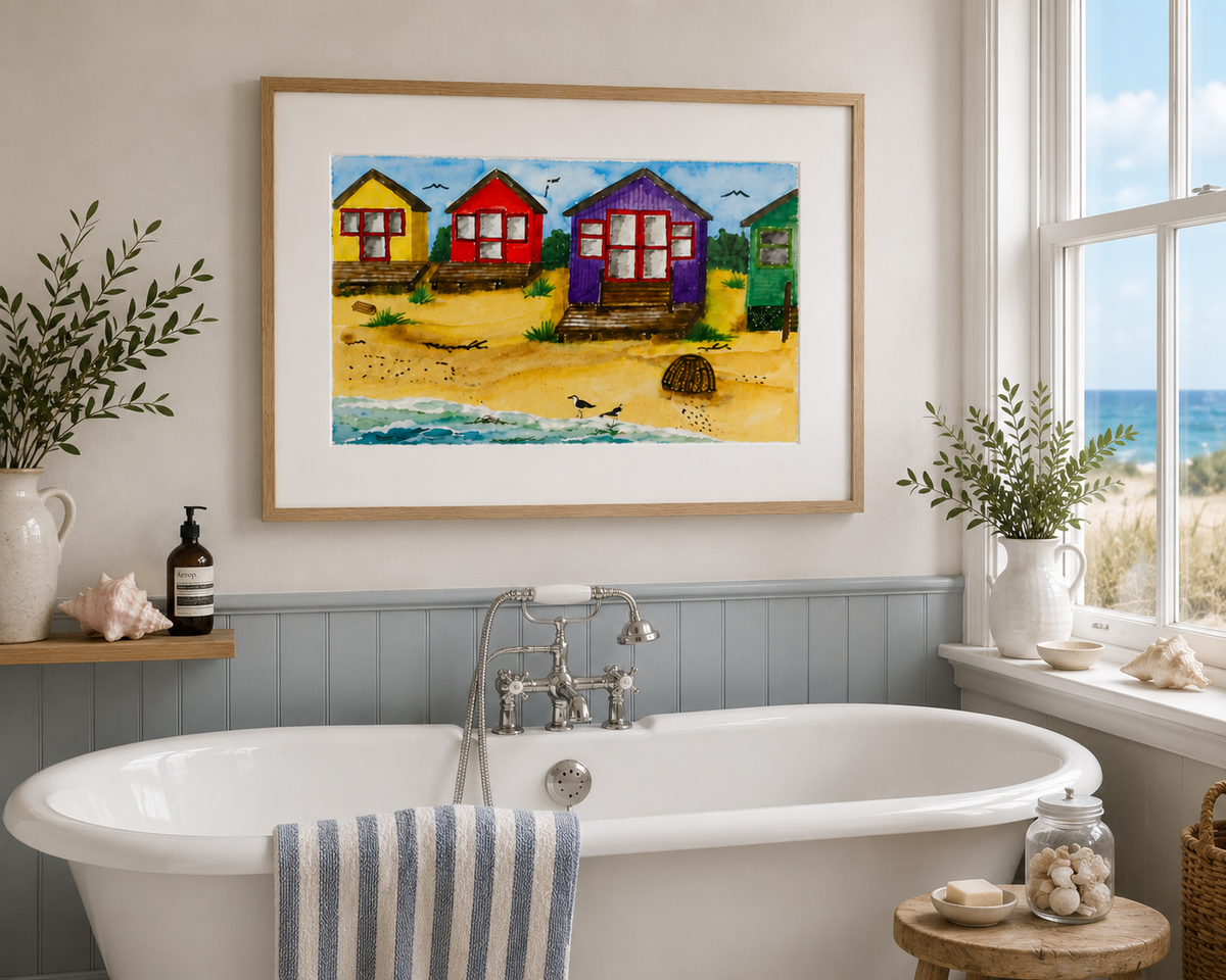 Beach Huts And Lobster Pot