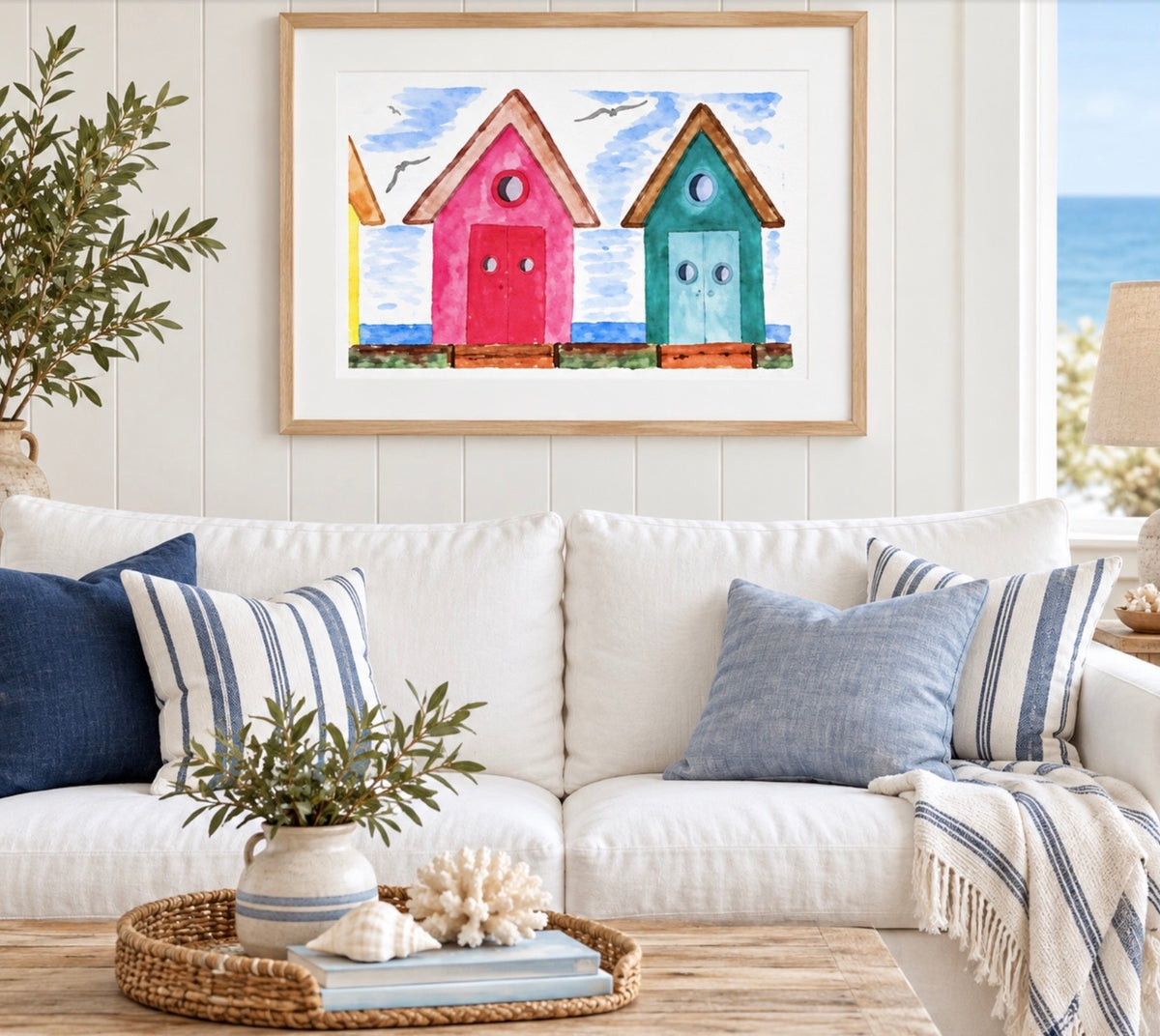Two Beach Huts Unframed Print