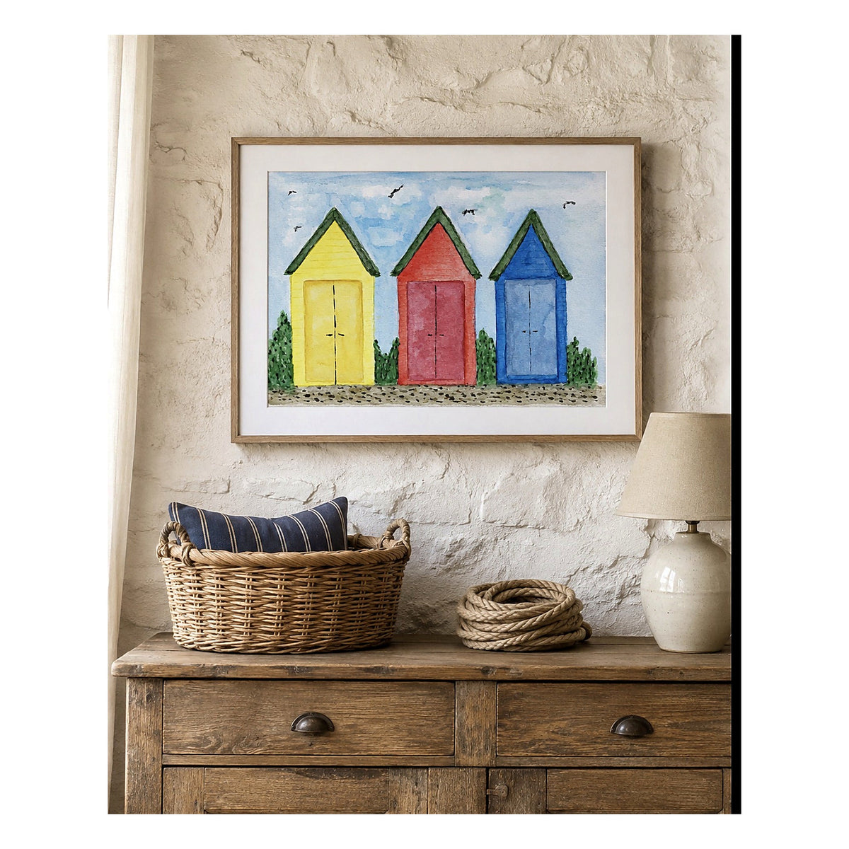 Three Beach Huts . Unframed Prints