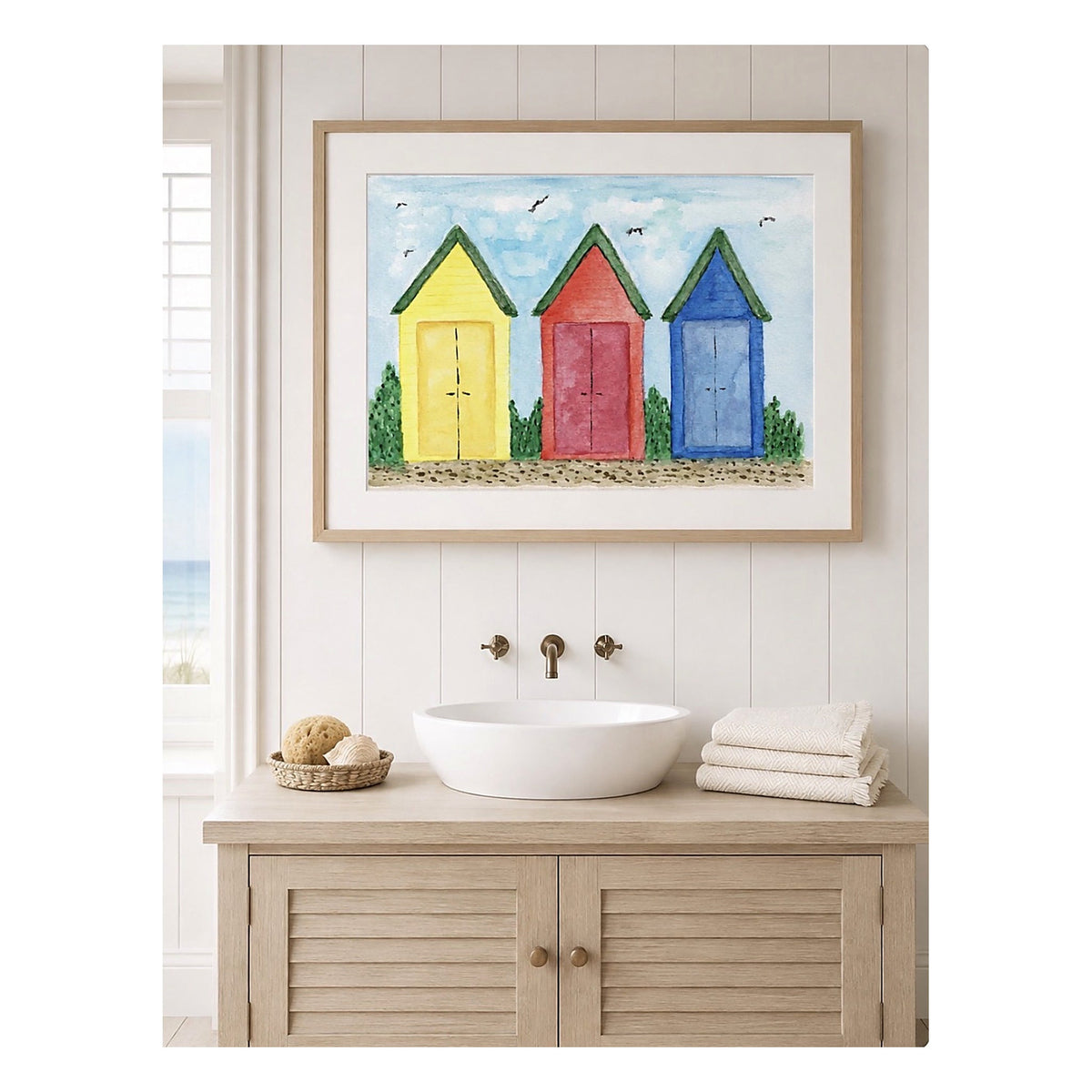 Three Beach Huts . Unframed Prints