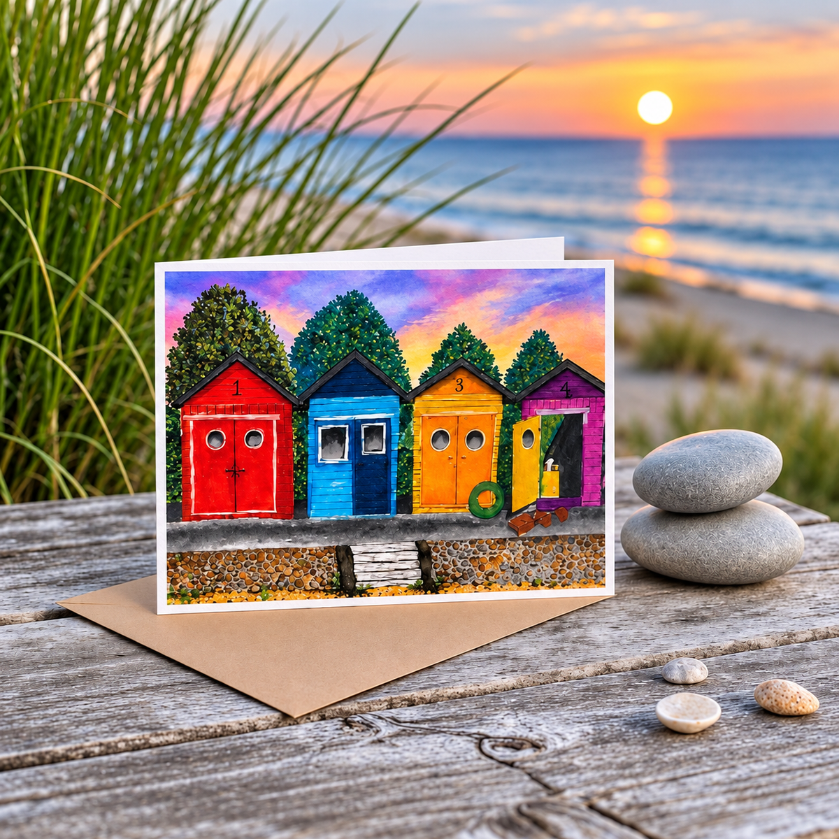 Pack of 5 Coastal Art Cards