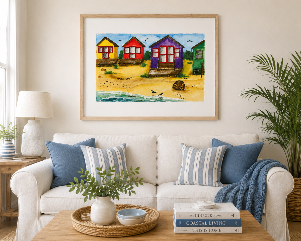 Beach Huts And Lobster Pot